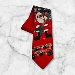 Rock the Holidays Santa Christmas Tie Santa Playing Guitar Novelty Necktie